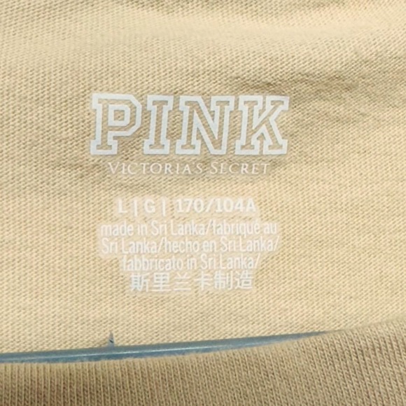 Victoria's Secret PINK Long Sleeve T-shirt Gold Tan Cotton Women's L *See Flaw* - Picture 2 of 8